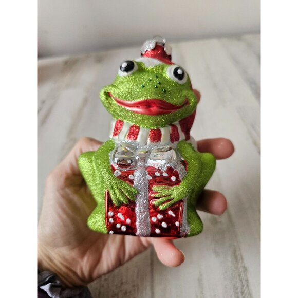 Rauch glitter frog toad ornament present sparkle Xmas green - Picture 7 of 8